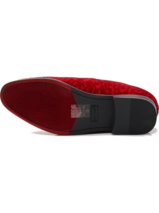 Enzo Romeo Men\'s Red41 Vintage Velvet Flower Loafer Slip On Classic Tuxedo Shoes main image 4
